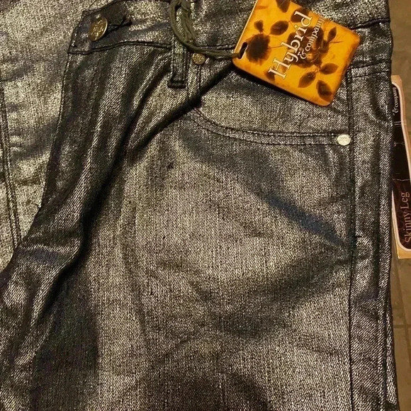 Hybrid Metallic Coated Blue Denim Skinny Jeans Size 13 - Picture 3 of 5